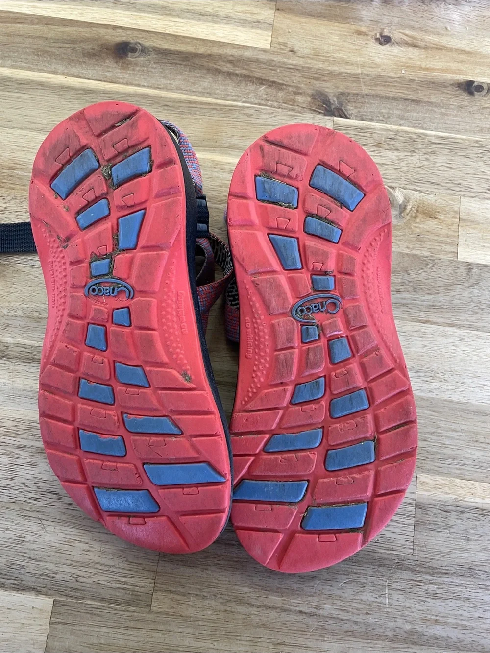 Chaco Kids' Sandals in Coral and Navy with Pink Buckles